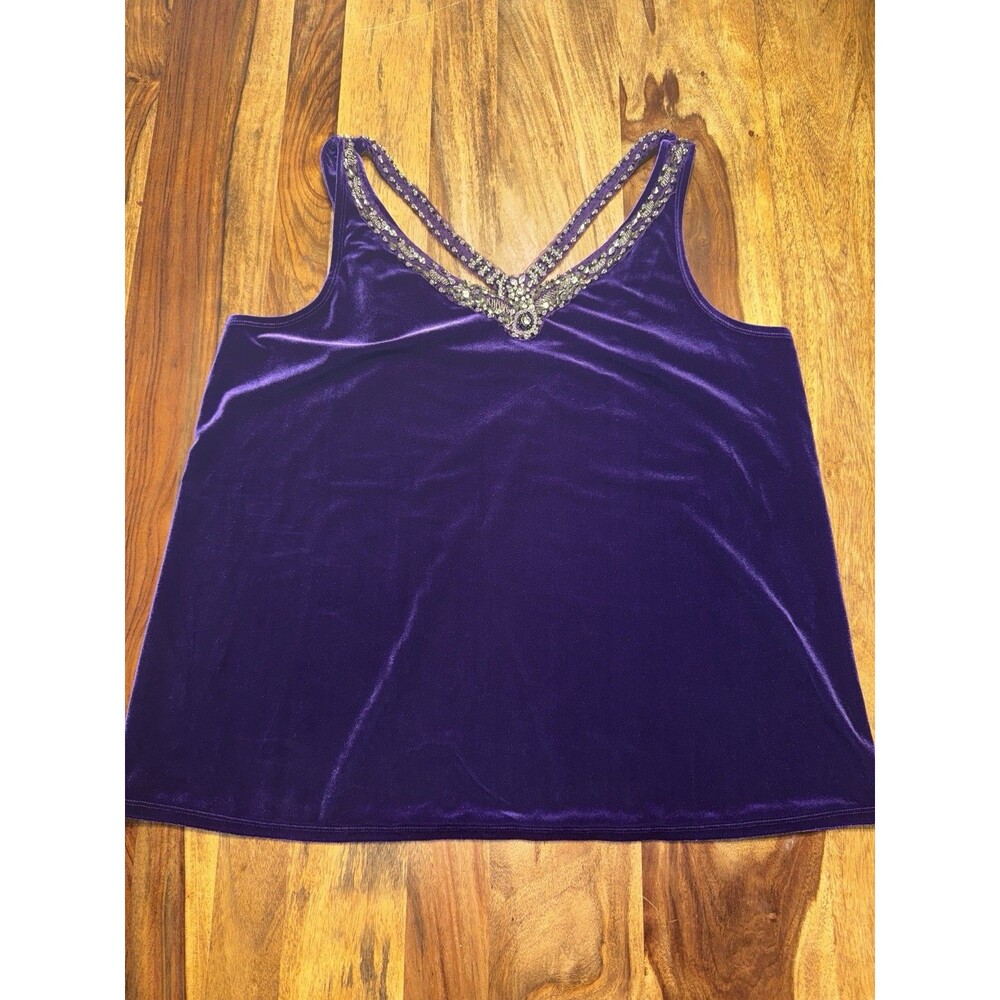 Lane Bryant Velvet Purple Top Sequin Sleeveless 18-20 Evening Club Y2K New NWT